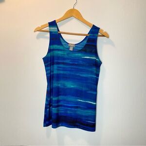 Chicos Travelers Blue Everyday Comfort Sky Sleeveless Tank Lightweight Top Small
